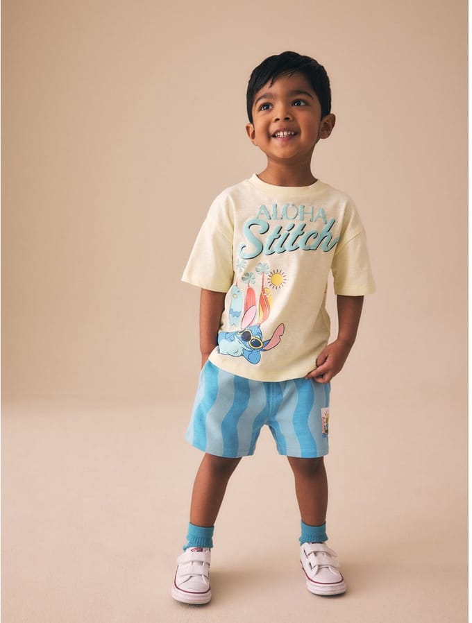 Next - Jongens - Set van Lilo & Stitch T-shirt en short - Geel