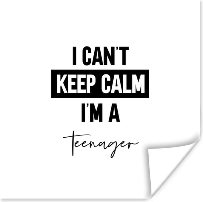 Poster Kinderen - Quote - Zwart - Wit - 50x50 cm