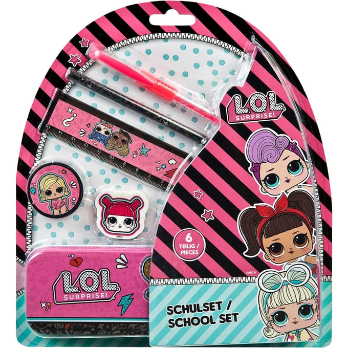 L.O.L Surprise schoolset met etui en schrijfwaren - 6-delig.