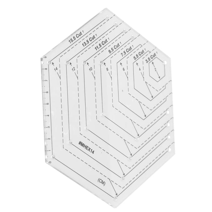 Zeshoek Liniaal DIY Handgemaakt Duidelijke Schaal Hoge Nauwkeurigheid Transparant Acryl Zeshoek Quiltmal voor Tekenen white