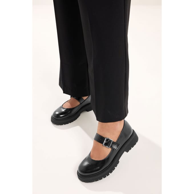 Yours Zwarte Chunky Mary Janes In Brede Epasvormsize 38EEE
