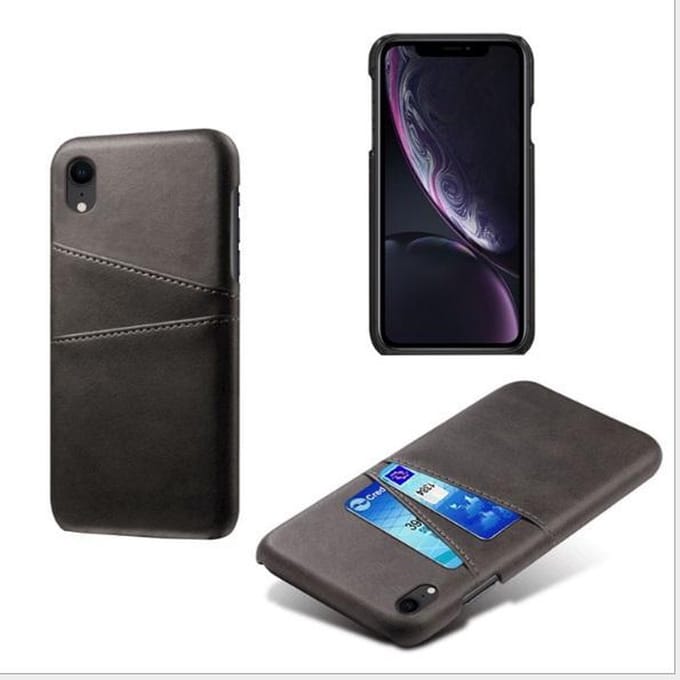 Back Cover met Opbergvakjes + PET Screenprotector voor iPhone XR _ Zwart