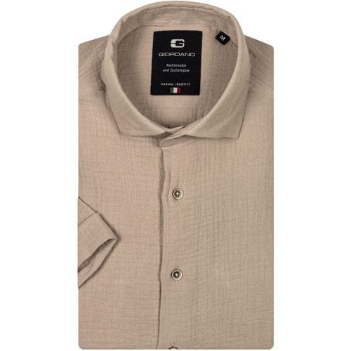 Giordano Overhemd Front Cutaway Doubleface Waffle Texture Zand / male