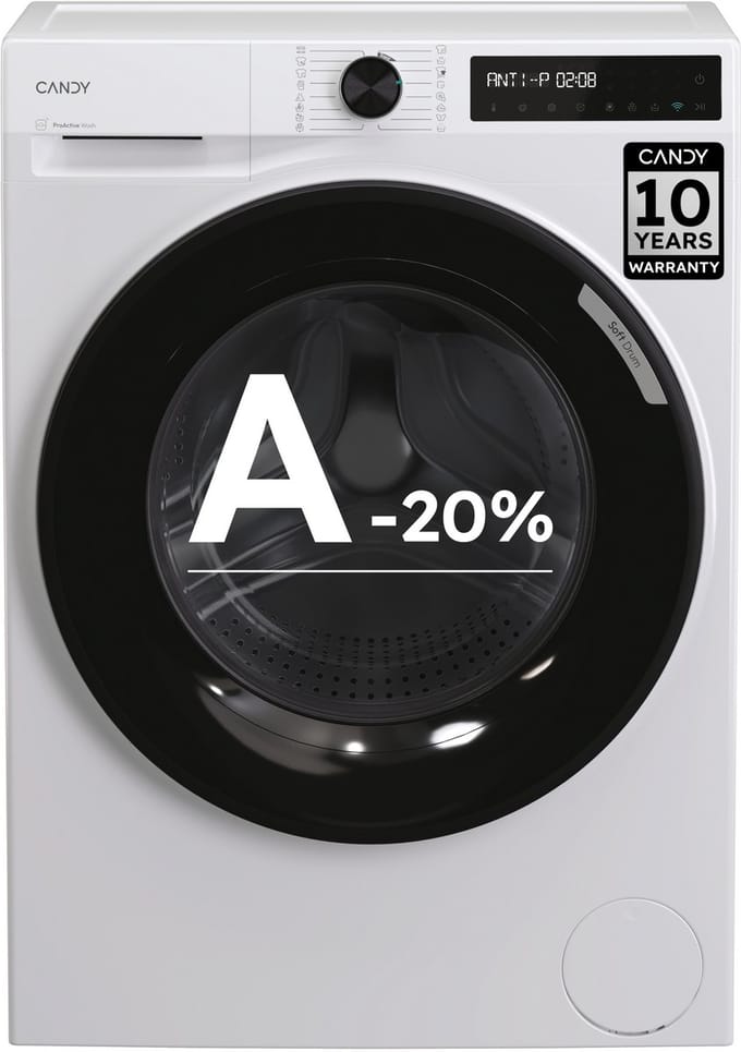 Candy BR 413BL8-S - Wasmachine - 13kg - A-20% - Extra Stil (72dB) - Soft Drum - 16 programma’s - Getest om 20 jaar mee te gaan - 10 jaar garantie op onderdelen