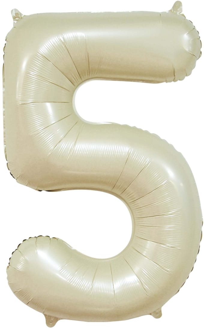 Folieballon 34″ cijfer 5 – Crème