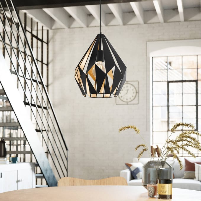 EGLO Carlton 1 Hanglamp - E27 - 1 lichts - Ø 31 cm - Zwart, Goud