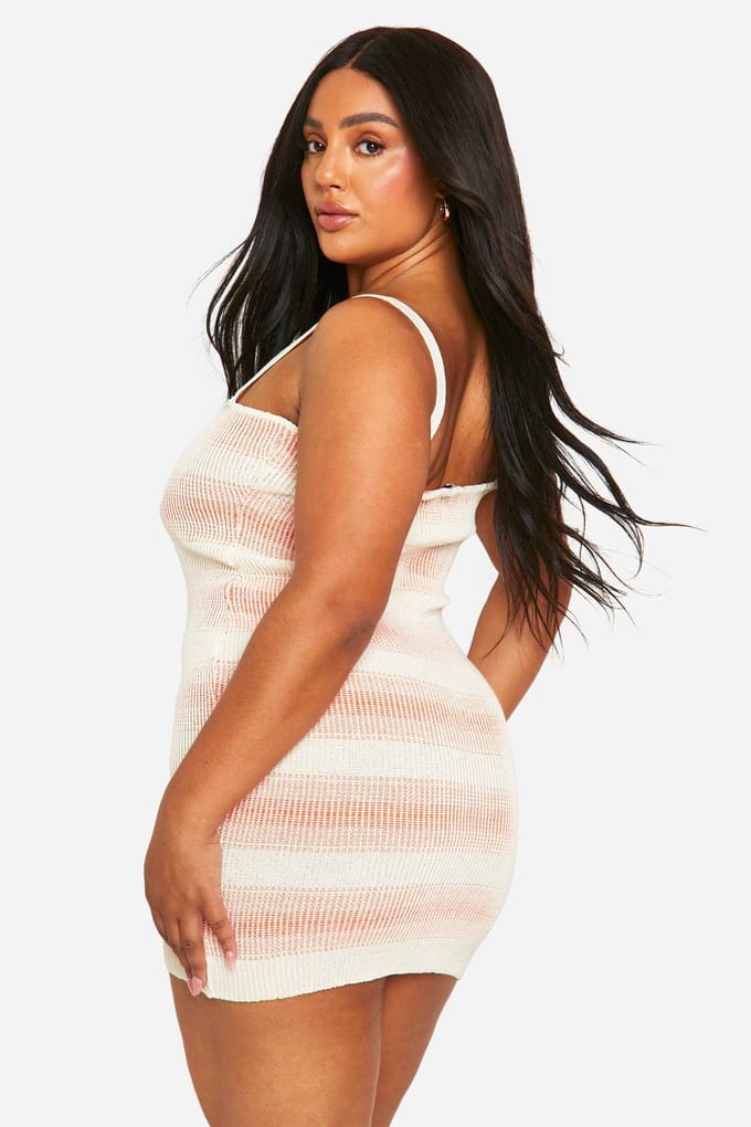 boohoo Dames Plus Mini Tie Front Strandjurk | Oranje | Maat: 56