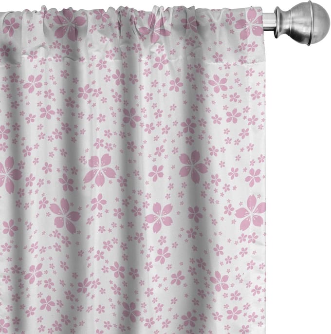 ABAKUHAUS Kersenbloesem – 2x75x225 cm – microvezel, halfdonker, poederroze en wit