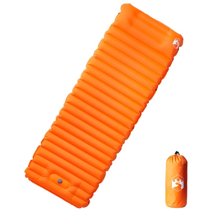 vidaXL - Kampeermatras - met - kussen - zelfopblazend - 1-persoons - oranje