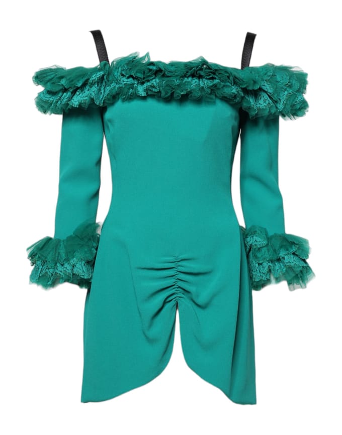 Kanten Mini Jurk Met Ruffles