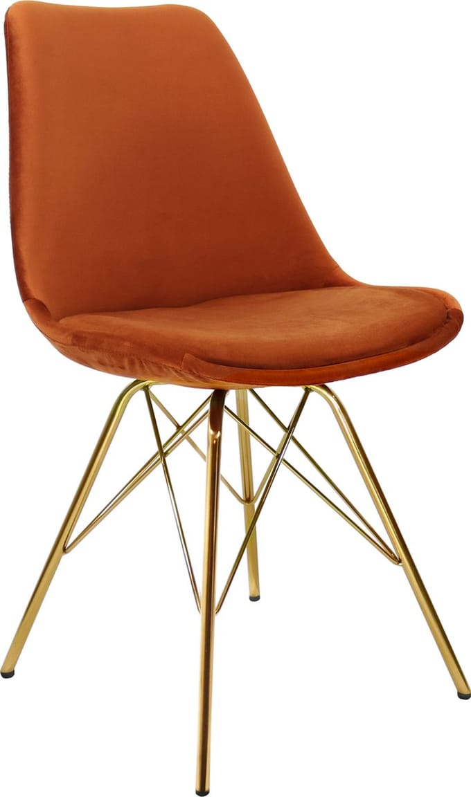 KICK® VELVET Kuipstoel Oranje – Eetkamerstoel – Velvet – Goud Frame