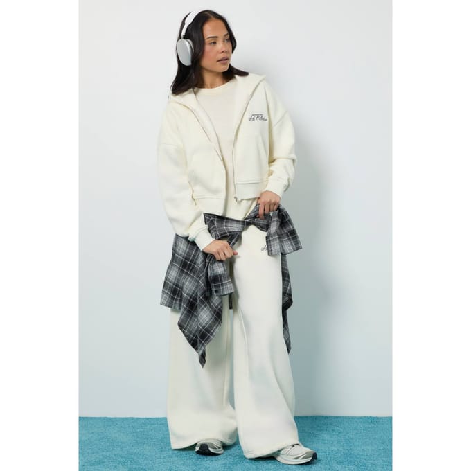 boohoo Dames Ath Collective Boxy Zip Through Hooded Trainingspak | Ecru | Maat: Large