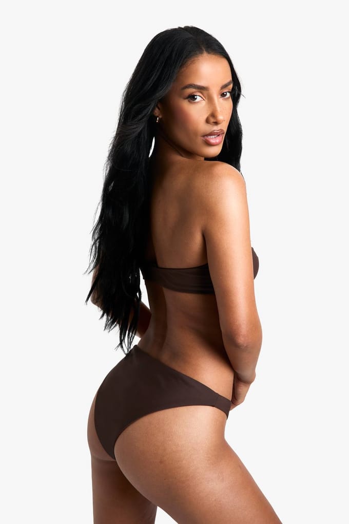 boohoo Dames Petite Swimwear Essentials Bikini Brief | Chocolate | Maat: 16