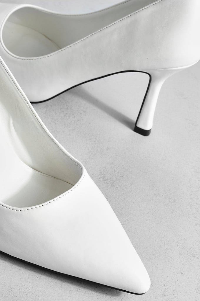 boohoo Dames Brede pasvorm lage stiletto courtschoen | Wit | Maat: 40