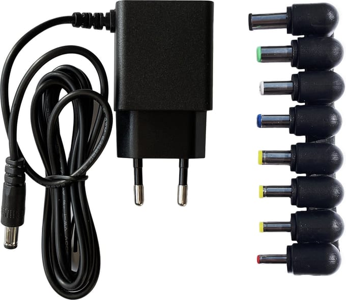 Adapter 12V 1A - 12W voeding - incl. 8 stekkertjes