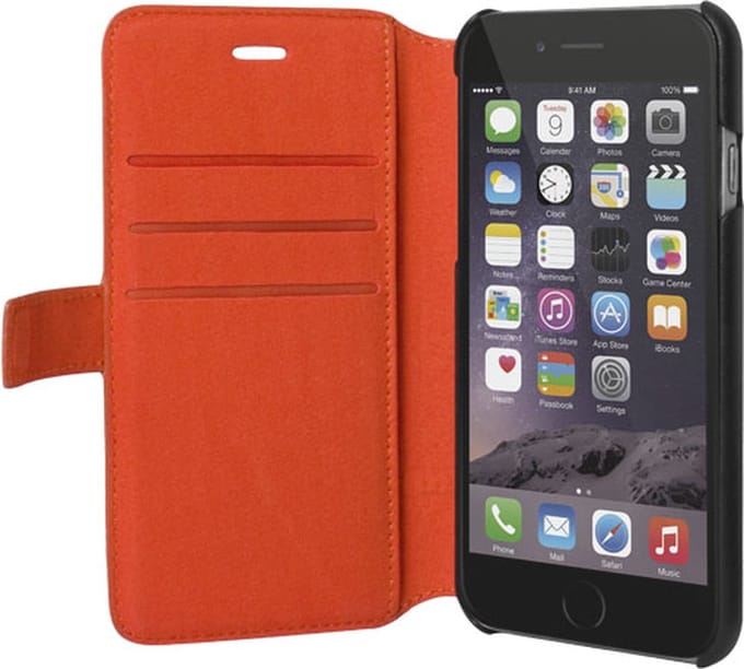 Façonnable, Hoesje geschikt voor Apple iPhone 6 / 6S - Micro-geperforeerd Folio met Kaarthouder, Oranje