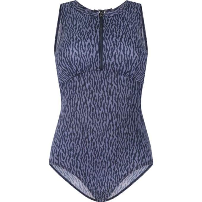 Ten Cate badpak soft cup high neck zipper prothesis option zebra grey voor Dames | Maat 36