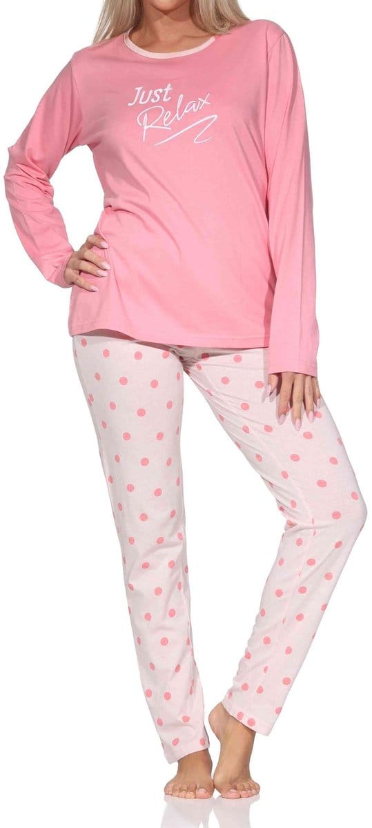 Normann dames pyjama lange mouw in polkadots look