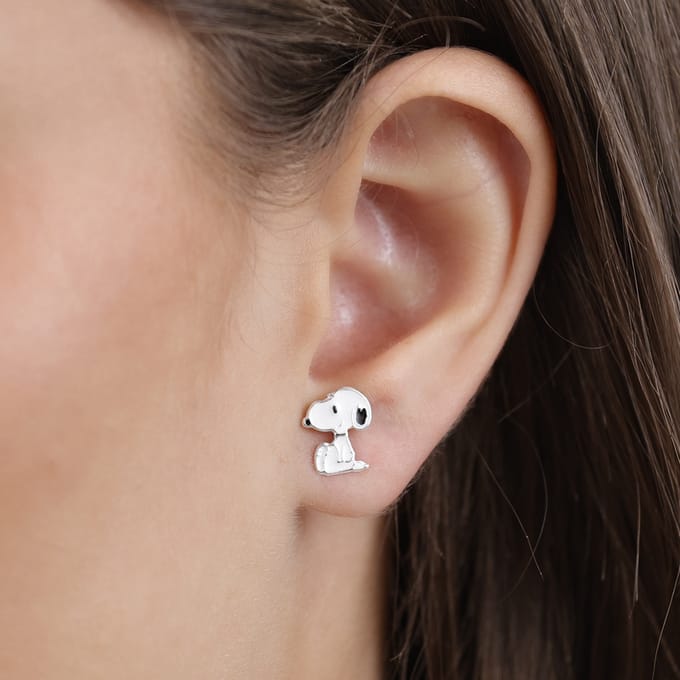 Peanuts Snoopy Unisex Oorbellen - wit/zwart - Standard
