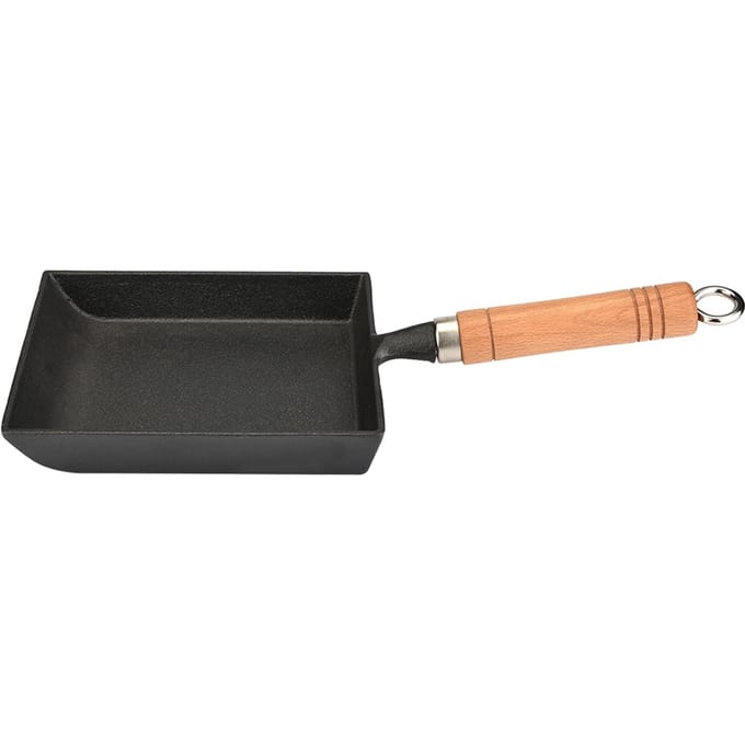 Mini Koekenpan IJzer Omelet Pot Tamagoyaki Houten Handvat black