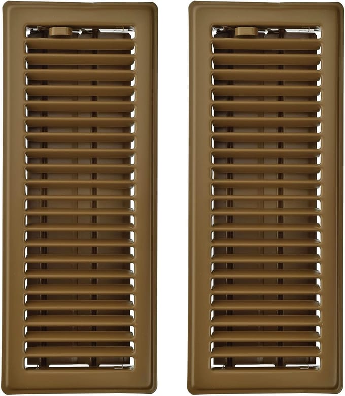 4-delige Luchtrooster Vloerrooster Set, 12-Inch, Bruin