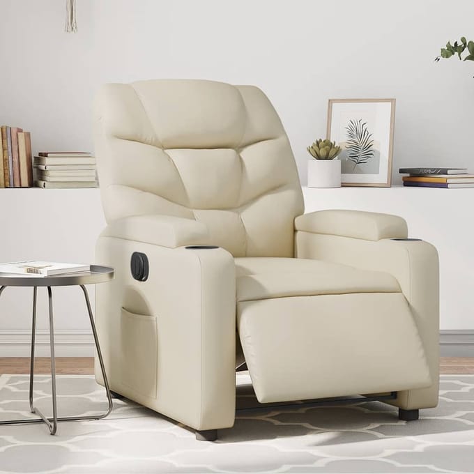 vidaXL - Fauteuil - elektrisch - verstelbaar - kunstleer - crèmekleurig