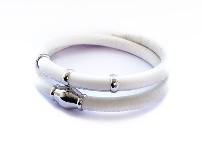 NIEUW! Jolla - dames wikkel armband - zilver - leer - magneetsluiting - bedels - Basic Silver - Wit