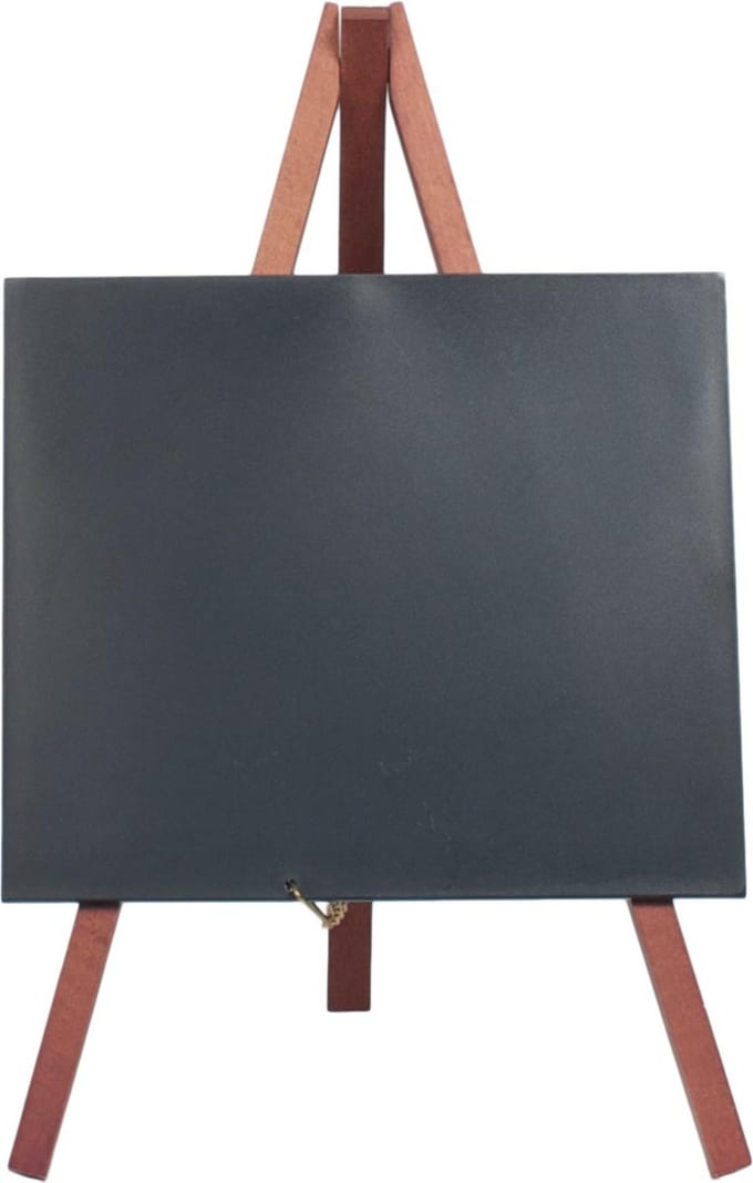 Securit® 1X Mini-schilderijtafel met krijtbord in mahonie