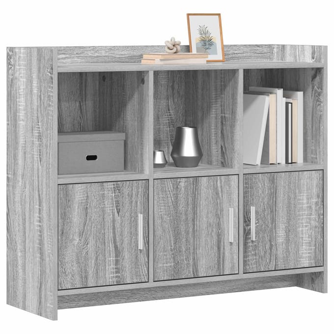 vidaXL - Dressoir - Grijs - Sonoma - 98,5 - x - 33 - x - 80 - cm - Bewerkt - hout