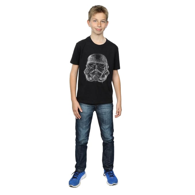 Star Wars Jongens Stormtrooper Krabbel Helm T-Shirt (Zwart)