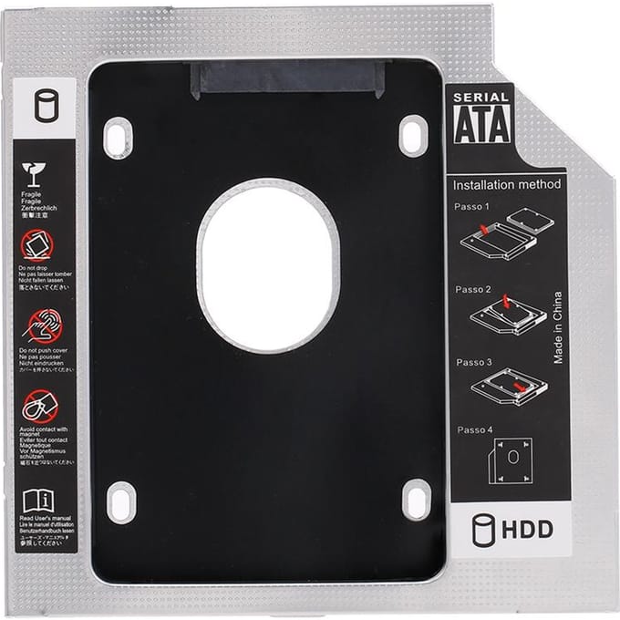 Aluminium SATA3.0 2e HDD Caddy 12,7 mm 2,5 inch SSD HDD-behuizing voor desktop pc-laptops 9.5mm zwart