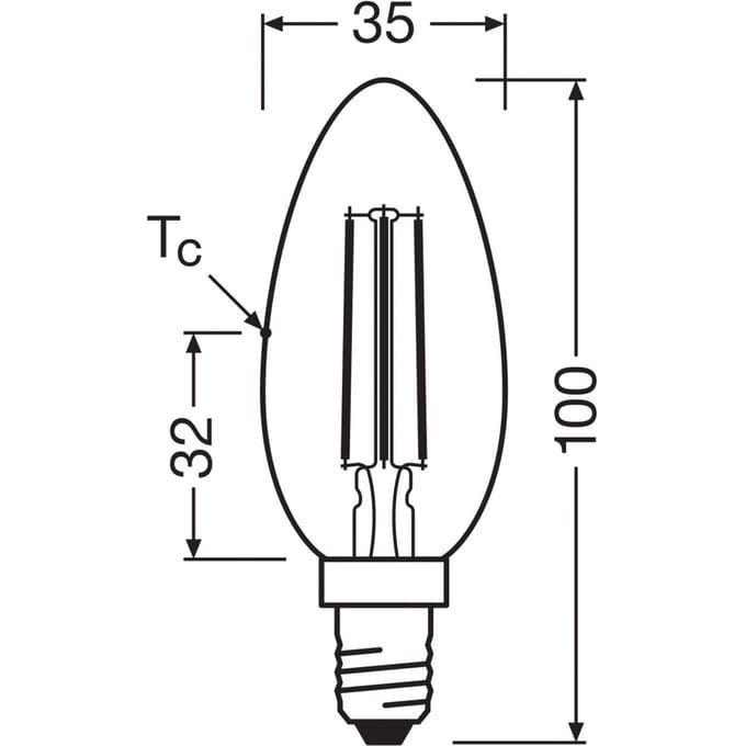 Osram Classic LED E14 Kaars Filament Helder 2.2W 470lm - 840 Koel Wit | Vervangt 40W