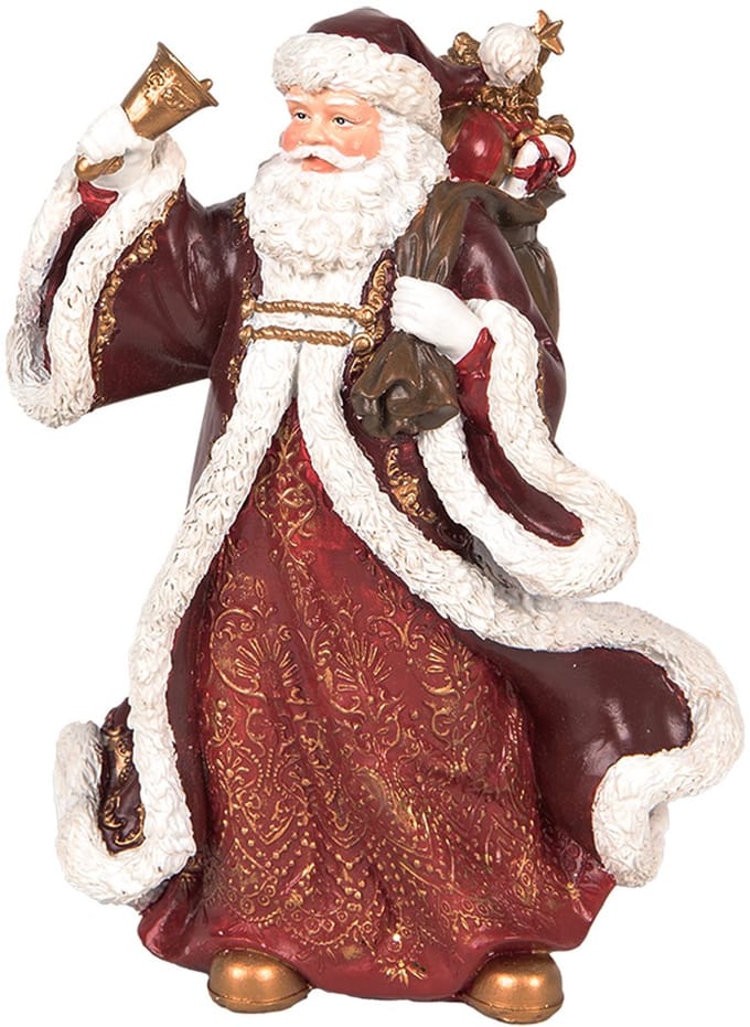 Clayre & Eef Kerstdecoratie Beeld Kerstman 15x11x20 cm Rood Kunststof