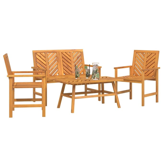 vidaXL - Tuin - loungeset - 4 - st - Bruin - Massief - Acacia - Hout