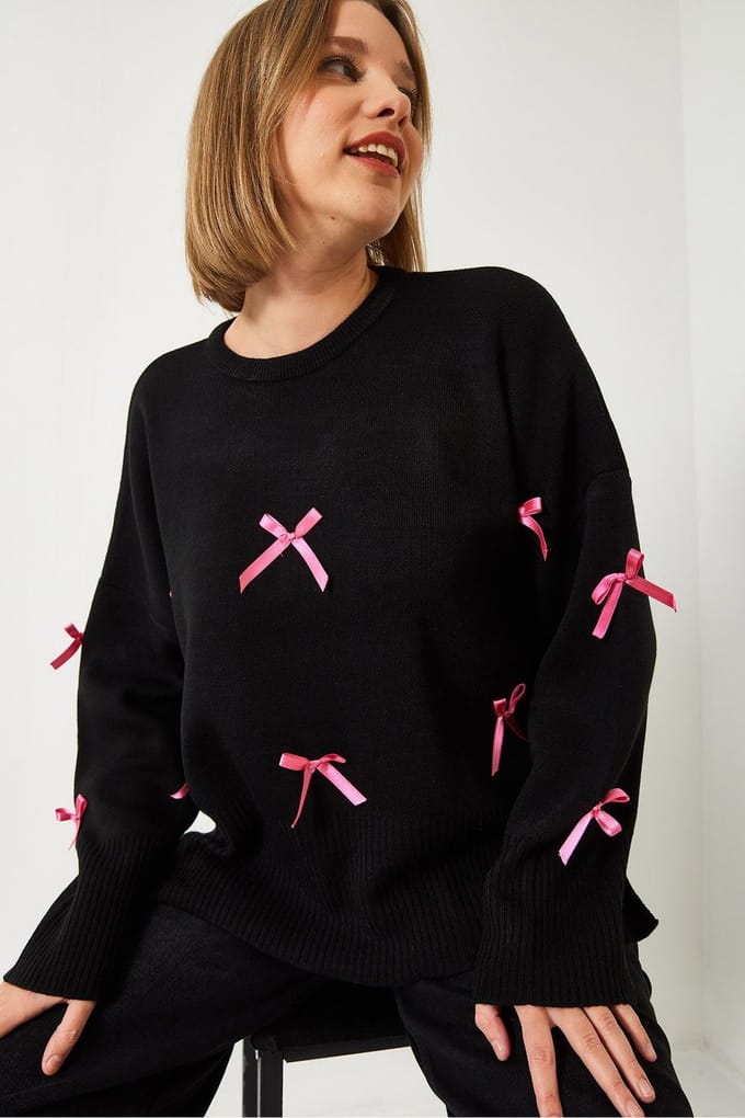 Patroon Acryl Crewneck Trui met Strikdetail
