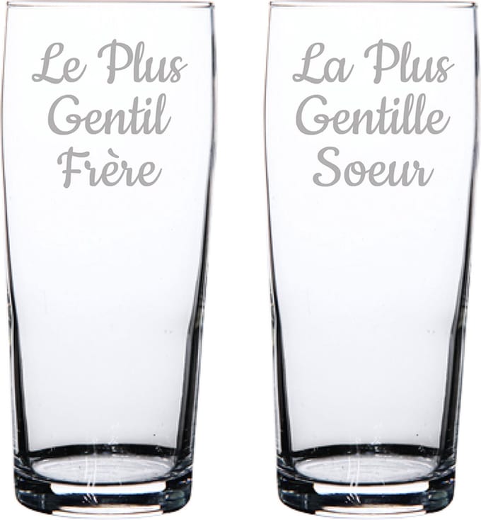 Bierfluitje gegraveerd - 19cl - Le Plus Gentil Frère & La Plus Gentille Soeur
