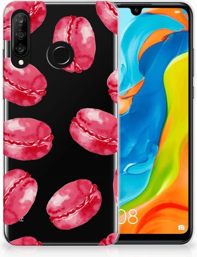 Huawei P30 Lite Siliconen Case Pink Macarons