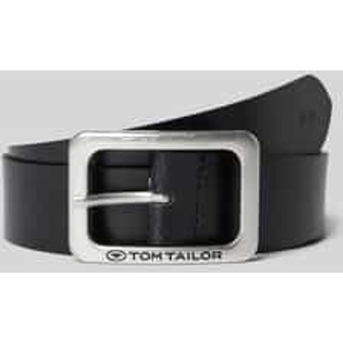 Tom Tailor - TTEVE leren riem met vierkante gesp - Maat 85 - black uni