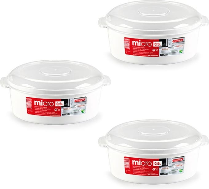 Plastic Forte Magnetronschaal - 3x - 500 ml - wit/transparant - kunststof - BPA vrij