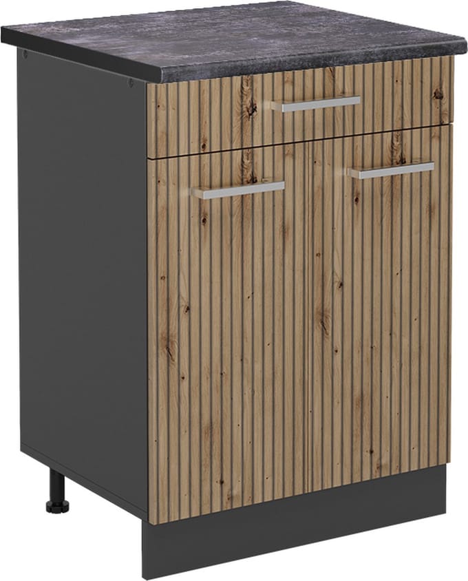 Vicco R-Line Keukenonderkast – 60 cm, WB Antraciet Artisanaal eiken