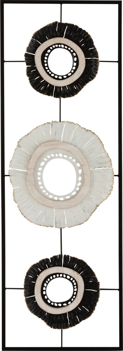 Wanddeco | metaal | wit - zwart | 31x89.5x (h)2.5 cm