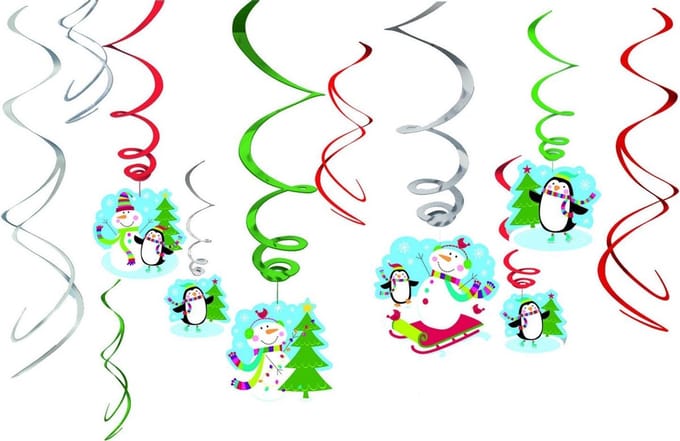 Amscan by Riethmuller - Riethmüller - Swirl Hangdecoratie Joyfull Snowman (12 stuks)