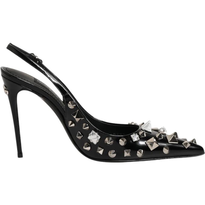 Dolce & Gabbana Zwarte Geknoopte Leren Hakken Slingbacks Schoenen