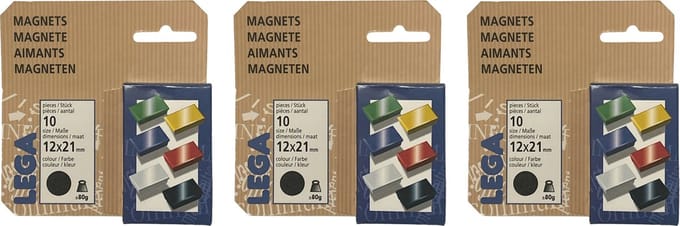 Lega Magneten 12x21mm zwart - 3 x 10 stuks