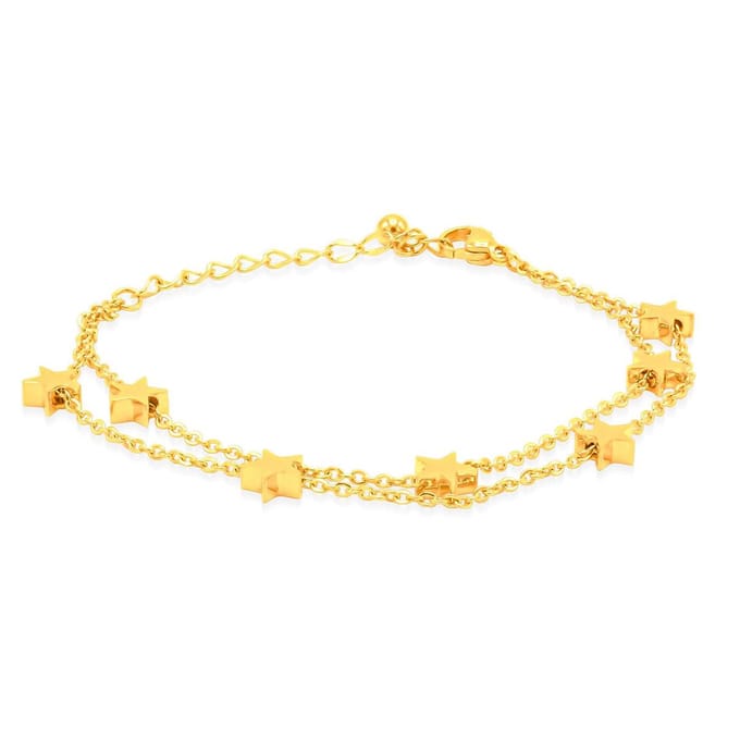 Victorious Dames Armband Goudkleurig – Goudkleurige Sterretjes – 13.5 t/m 18cm