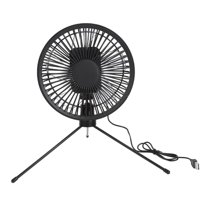 Zonne-campingventilator met statief IP67 waterdicht verstelbaar draagbare campingventilator met 10W zonnepaneel black