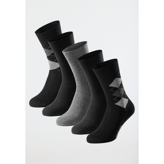 Schiesser Herensokken 5 Pack - Bluebird Heren Sokken - zwart, grijs
