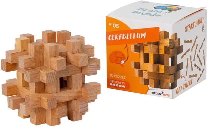 Recent Toys houten breinbreker puzzel - Brain Puzzle 5 - uitdagend denkspel.