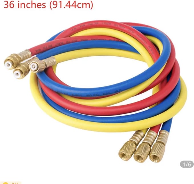 Slangenset 3 stuks 90 cm voor airco manometer maten 1/4 - 1/4