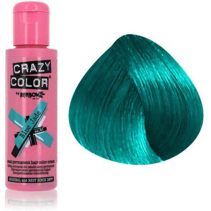 Crazy Color Semi-Permanent Hair Color Cream 67 Blue Jade 100ml